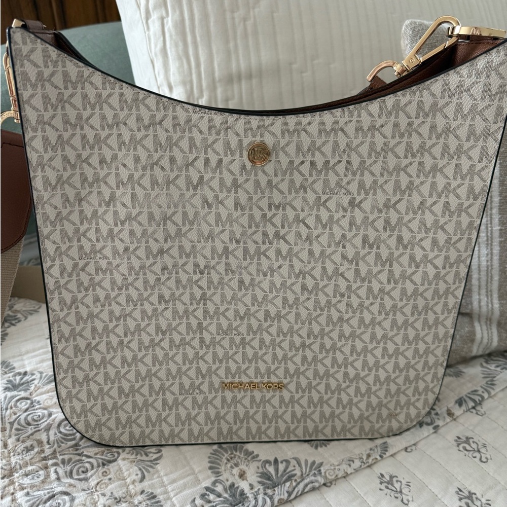 Michael Kors Cream Large Crossbody Bag with Gold Hardware